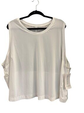 Athleta 3X White Ultimate Muscle Tank NWT Mesh Plus Size Cropped Workout Top